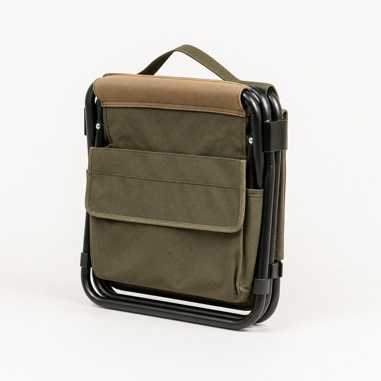 Foldable garden seat caddy folded flat for storage