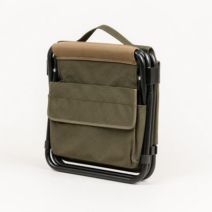Foldable garden seat caddy folded flat for storage