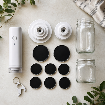 Mason Genie kit with adapters lids opener and mason jars