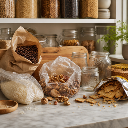 Open pantry food that needs airtight mason jar storage